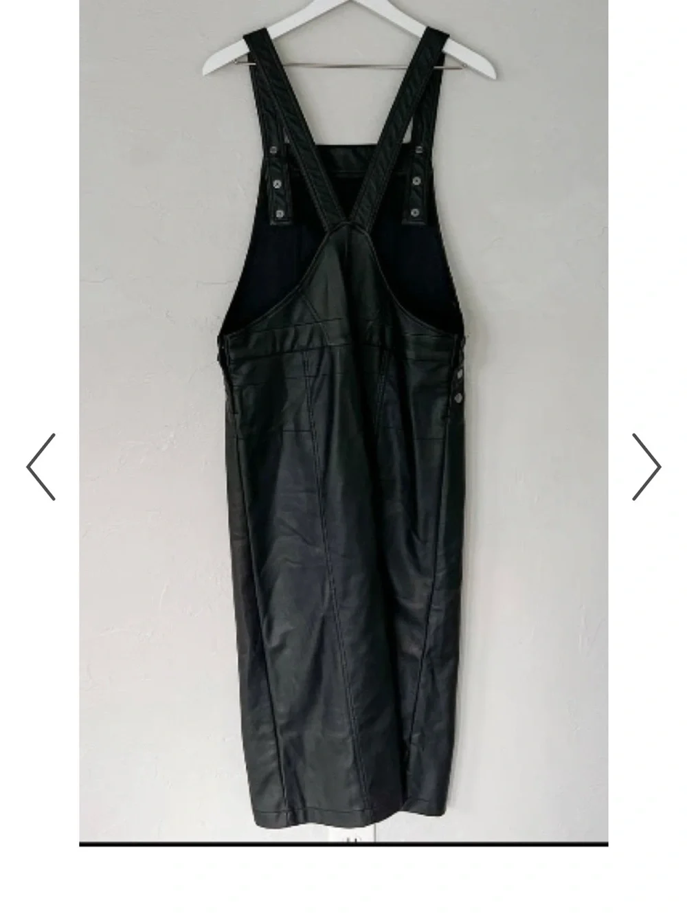 Free People Vegan Leather Jumper Maxi Dress Black Overall Dress Large